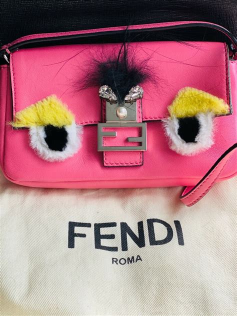 fendi micro monster baguette pink|Fendi baguette black.